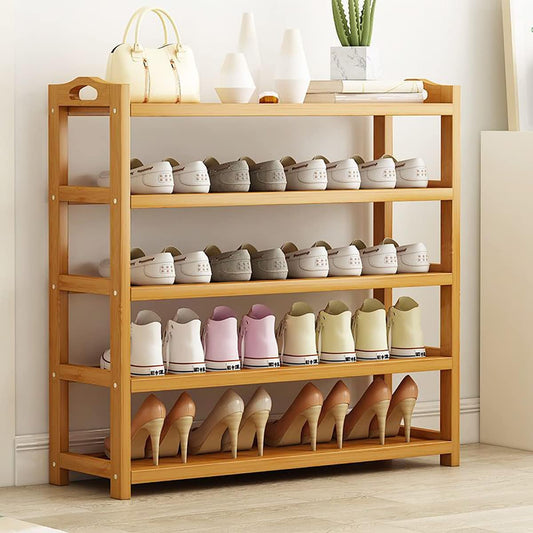 Wooden Shoe Rack, Bamboo Shoes Cabinet, Free Standing Entryway Shoe Tower Shelf, Shoes Organizer, Multi-Function Organizer, Boots Storage Shelf Modern House Furniture Home Office Stands (5-Tier)