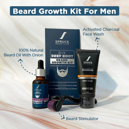 Spruce Shave Club Beard Growth Kit For Men | Face Wash for Men (45g), Beard Growth Oil (30 ml)& Beard Activator (one) for Stronger & Faster Beard Growth | 3 Step Grooming Kit For Men for Beard Growth