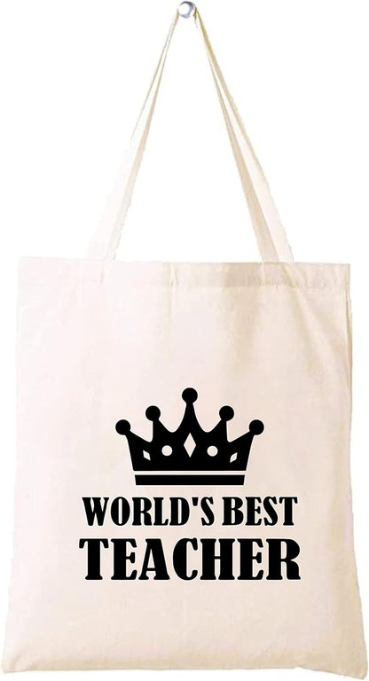 Teacher's day gift Cotton Bag Funny Designs Print - Reusable Canvas Tote Bag - Eco Friendly - Lightweight - Grocery Shopping Bag - Gifts for Teacher - School, Office, Travel (Design 07)