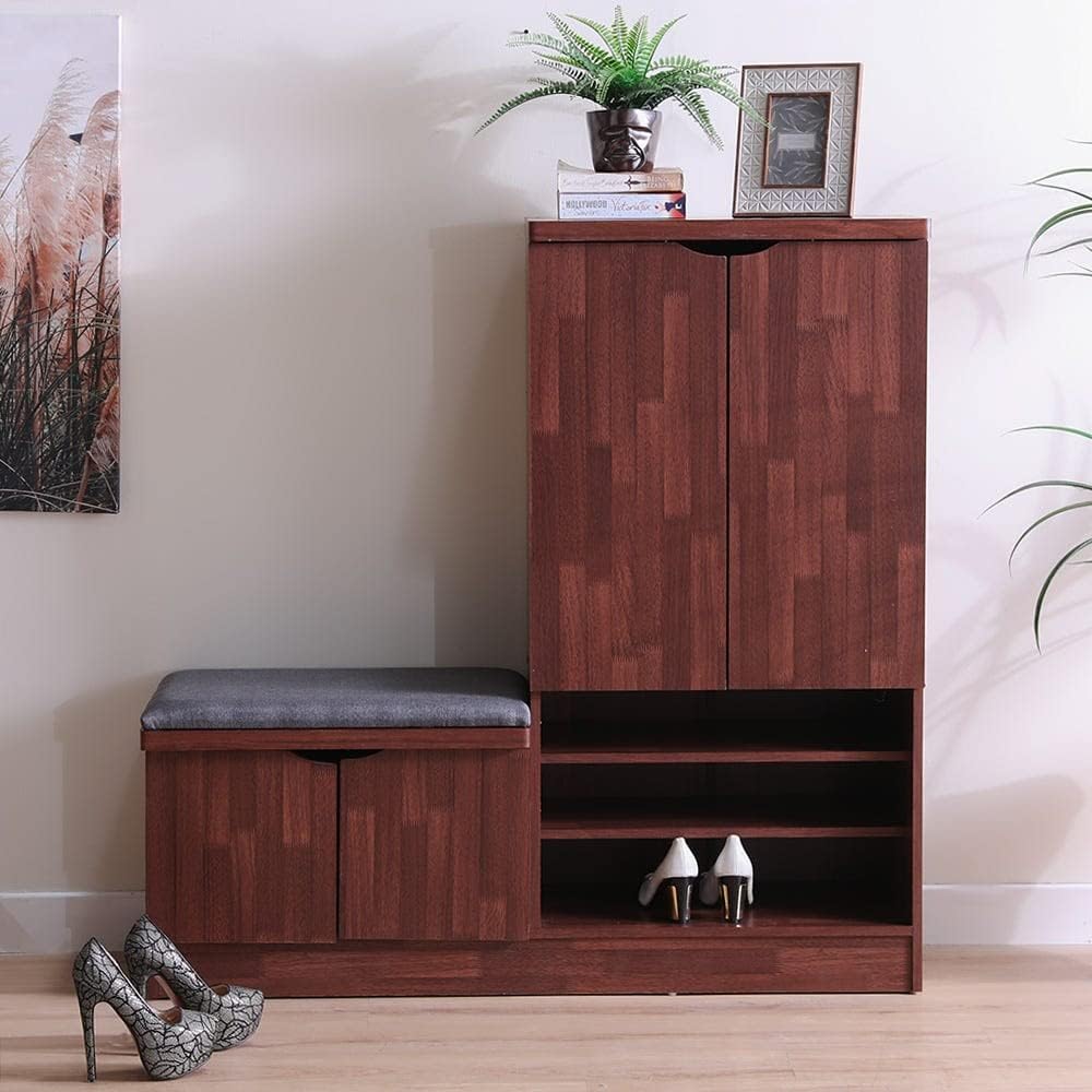 Danube Home Alegra Shoe Cabinet | 23 Pairs Of Shoes| Modern Design Furniture | Wooden Shoe Organizer For Entryway, Hallway, Living Room | L 120 X W 40 X H 120 Cm | Made In Malaysia Shoe Rack - Oak