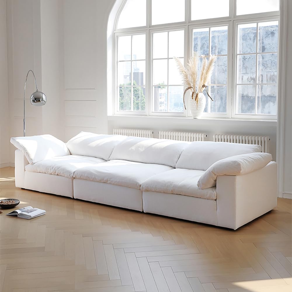 Uzman Home Cloud 3 Seater Luxury Couch Modern Design Sectional Sofa For Living Room Furniture With Free Installation Color - White