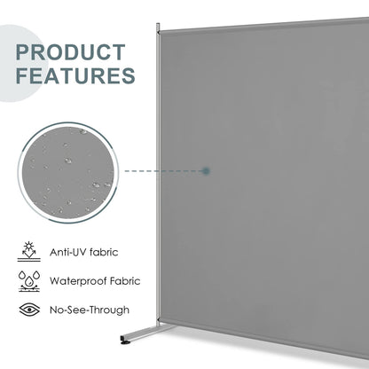 RANTILA Single Large Panel Room Divider, Privacy Screen for Office, Partition Separators, Freestanding Divider 71''W x 71''H, Grey