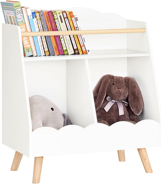 SoBuy (UAE STOCK) KMB100-W, Children Kids Bookcase Book Shelf Storage Display Rack Organizer Holder With Wood Leg (KMB100-W, 61X35X71CM)