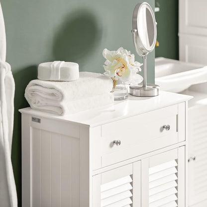 SoBuy FRG238-W Bathroom Storage Cabinet,Floor Cabinet Cupboard Sideboard with Drawer and Doors