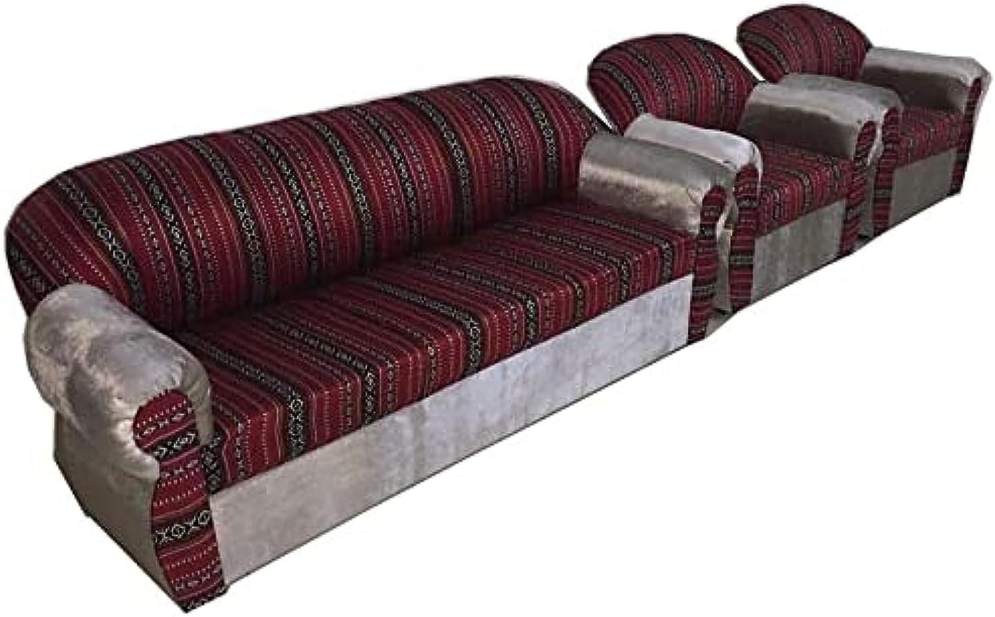 MB_FURNITURE 3 Piece Modern Living Room Sofa Set – Red/Grey