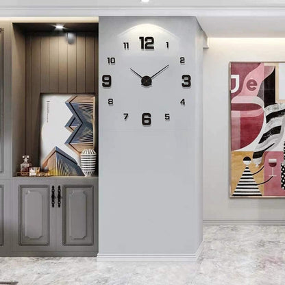 Sulfar 3D Wall Clock, Frameless Wall Clock Stickers DIY Wall Decoration, 3D Roman Number Wall Clock Home Decor