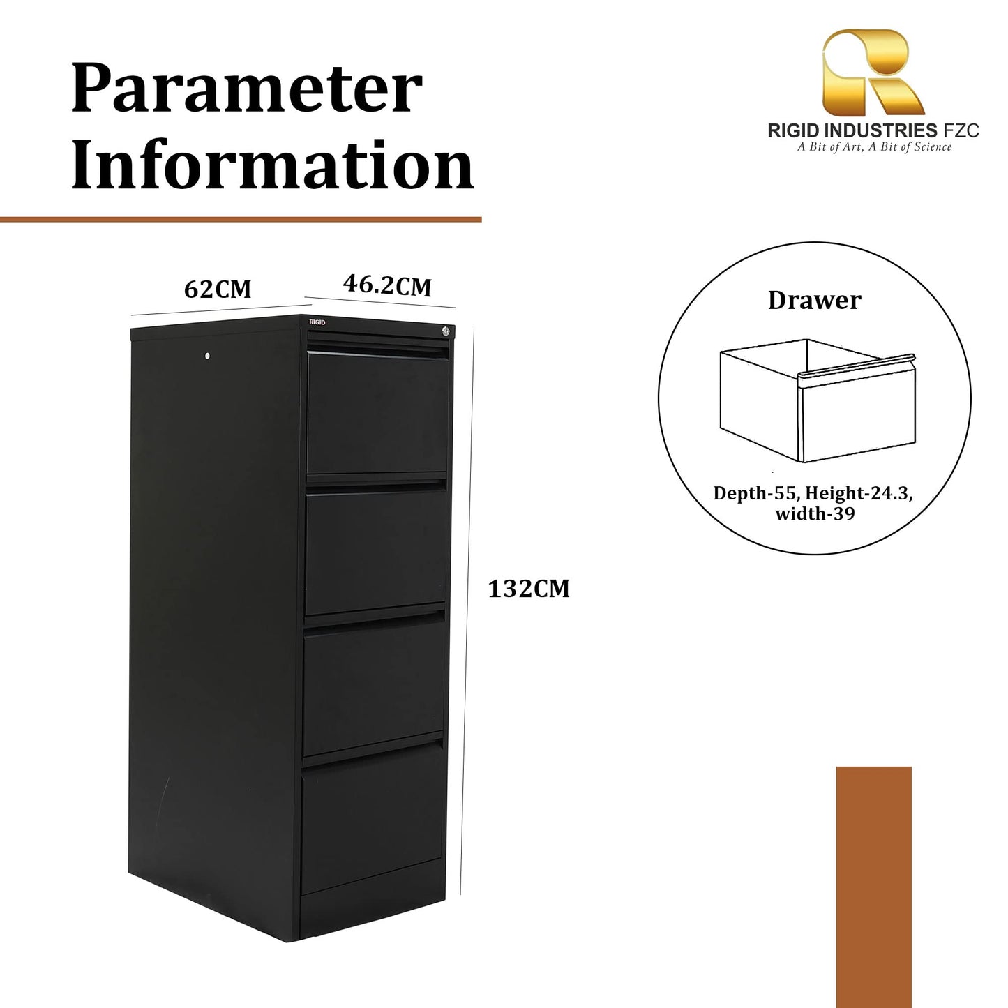 RIGID Steel Vertical Filing Cabinet Large Storage steel Cabinet, Metal Portable Cabinet with 4 Drawers for Legal Size (Grey)