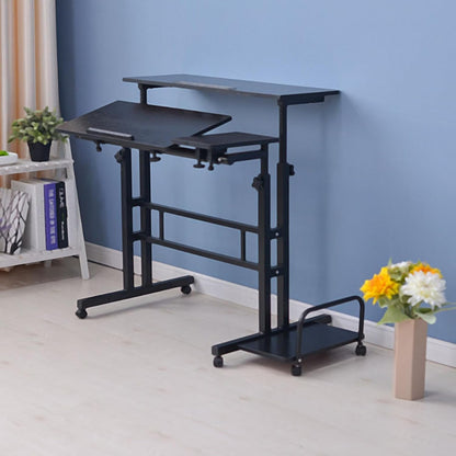 SKY-TOUCH Mobile Standing Desk, Height Adjustable Sit Stand Mobile Laptop Computer Tablet, Home Office Desk With Wheels For Computer Workstation,Black (L31.5" x W13.4");lifting range:(31.5"-51.1")