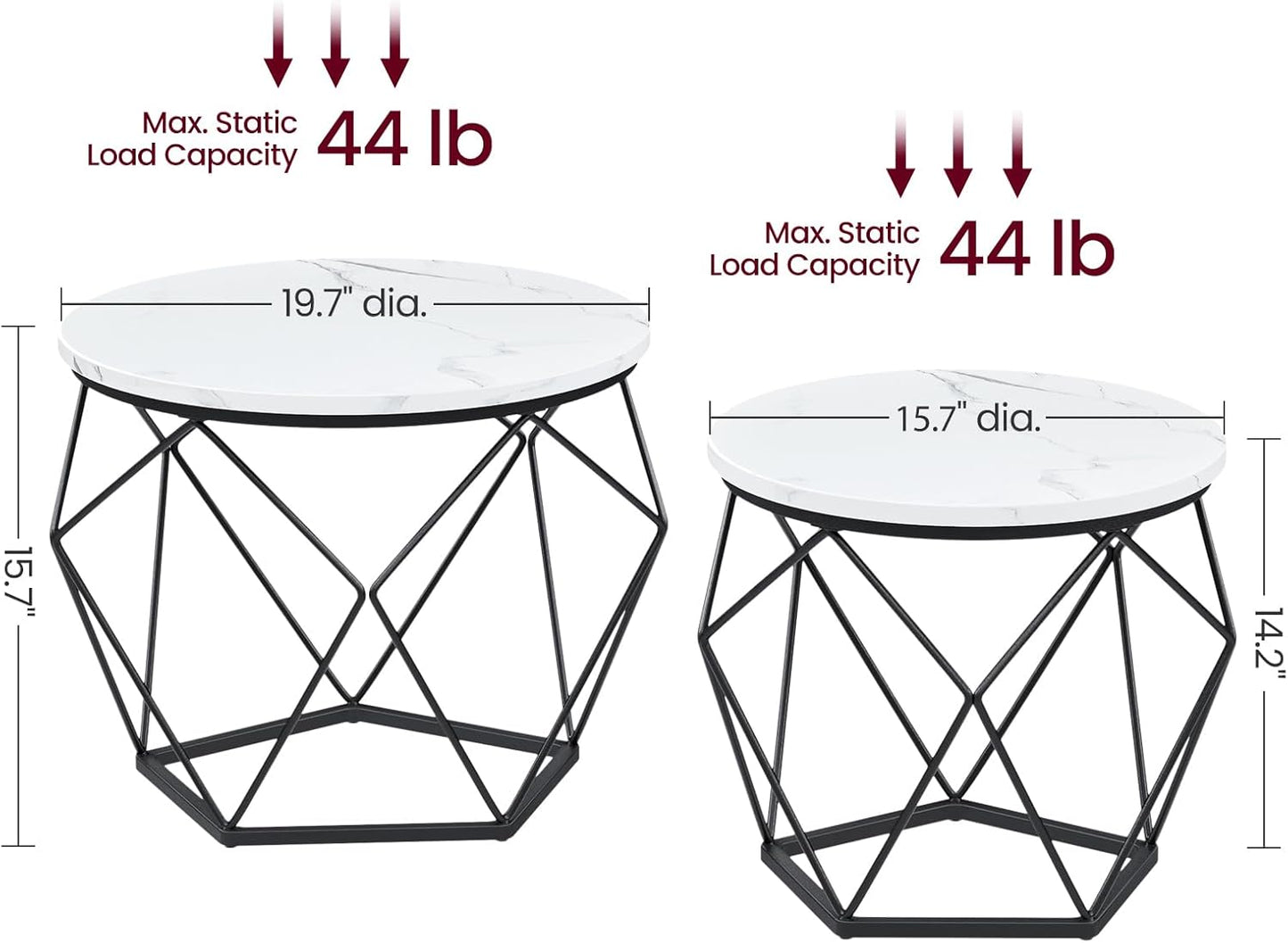 Vasagle Coffee Side Table Set Of 2, End Table With Steel Frame, For Living Room, Bedroom, Office, Rustic Brown And Black Ulet040B01