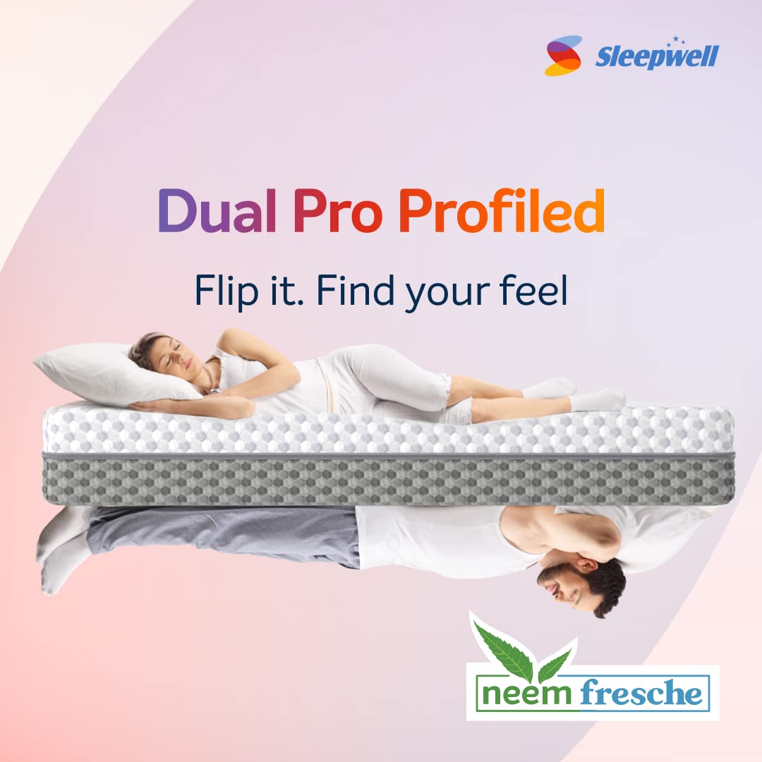 Sleepwell Dual PRO Profiled Foam Reversible 20 cm, Single Bed Size, Gentle and Firm, Triple Layered Anti Sag Foam Mattress (White, 200x90x20 cm) 100 Nights Trial