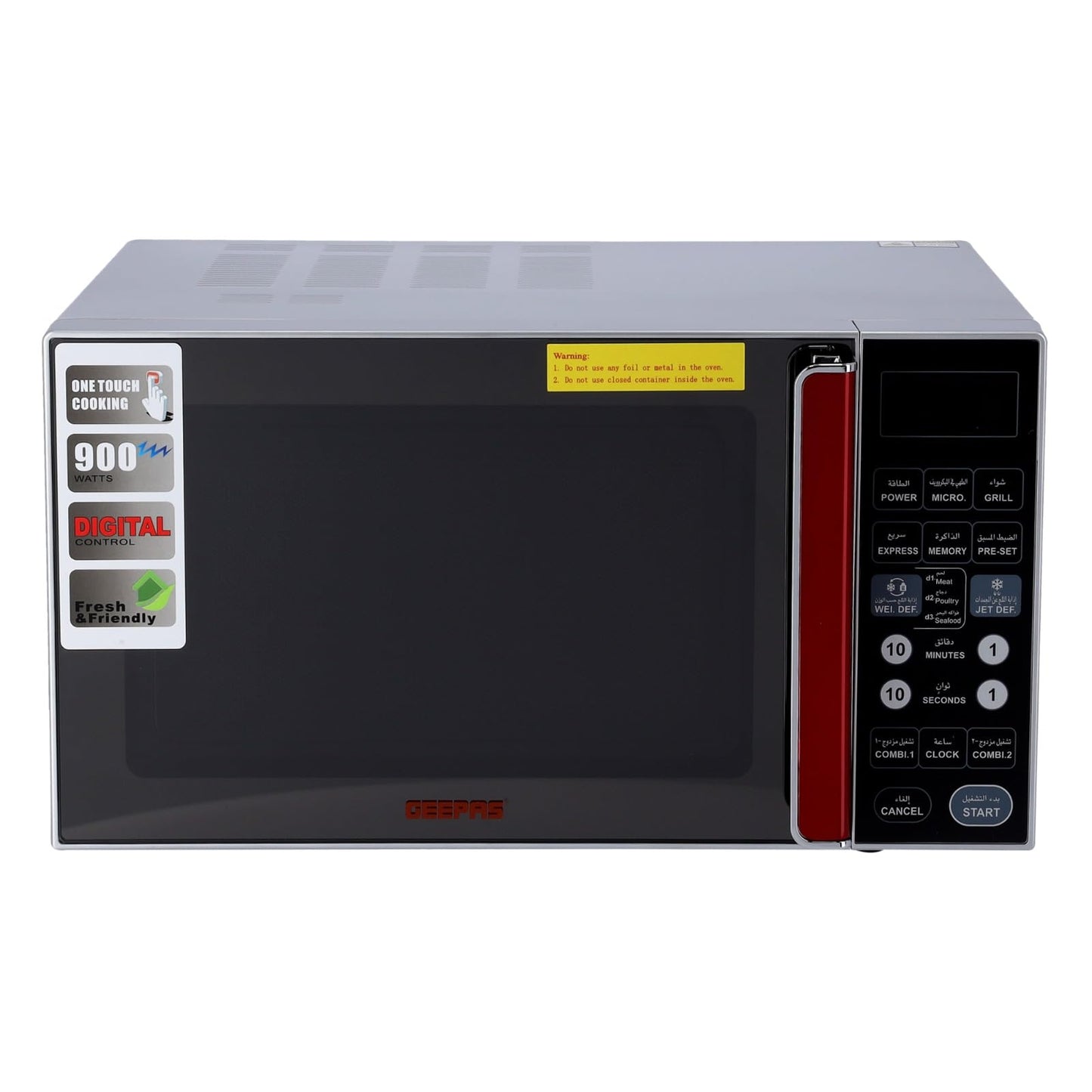 Geepas 27L Digital Microwave Oven - 900W Microwave Oven with Multiple Cooking Menus