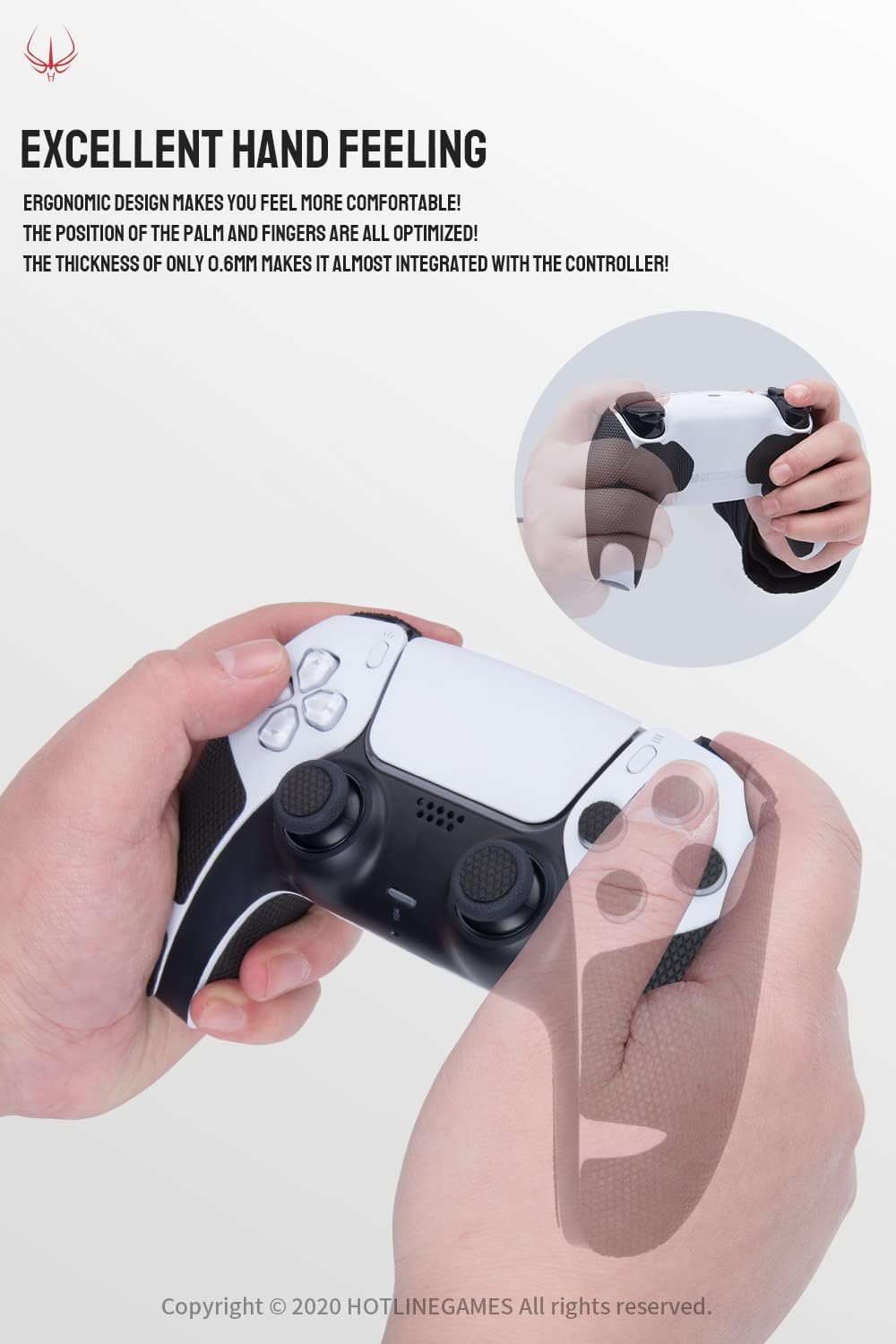 Hotline Games 2.0 Plus Controller Grip for PS5 Controller Grips Tape Playstation 5 DualSense Wireless Controllers,Anti-Slip,Sweat-Absorbent,Easy to Apply,Handle Grips+Buttons+Triggers (Black)