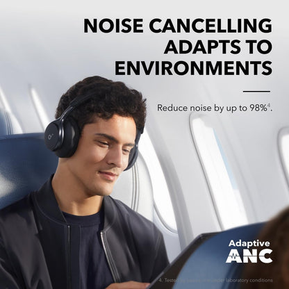 soundcore by Anker, Space One - Adaptive Active Noise Cancelling Headphones, Enhanced Human Voice Reduction, 40H ANC Playtime, LDAC Hi-Res Wireless Audio, Comfortable Fit, Bluetooth 5.3, App Control