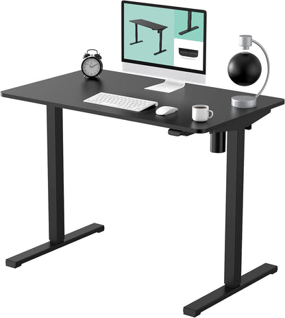 Flexispot EN1 Height Adjustable Standing Desk with Memory Height Adjustable Whole-Piece Desk Top (55x28, Black Frame + White Top)