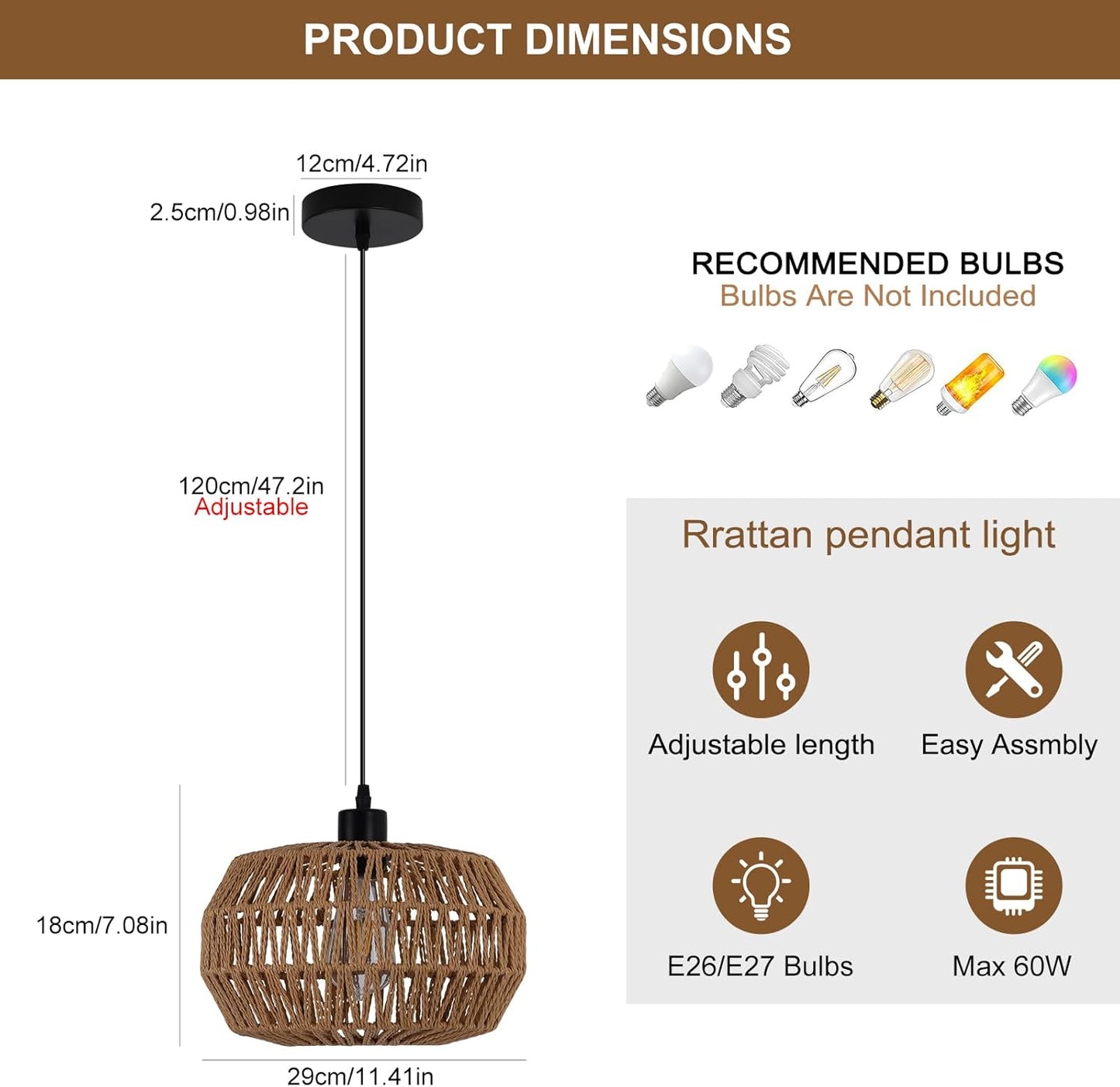 Garwarm Retro Pendant Light Metal Cage with Wooden Finish,1-Light Rustic Lantern Chandelier,Adjustable Height Hanging Light Fixture for Bar Cafe Restaurant Hotel Kitchen Island Dining Room