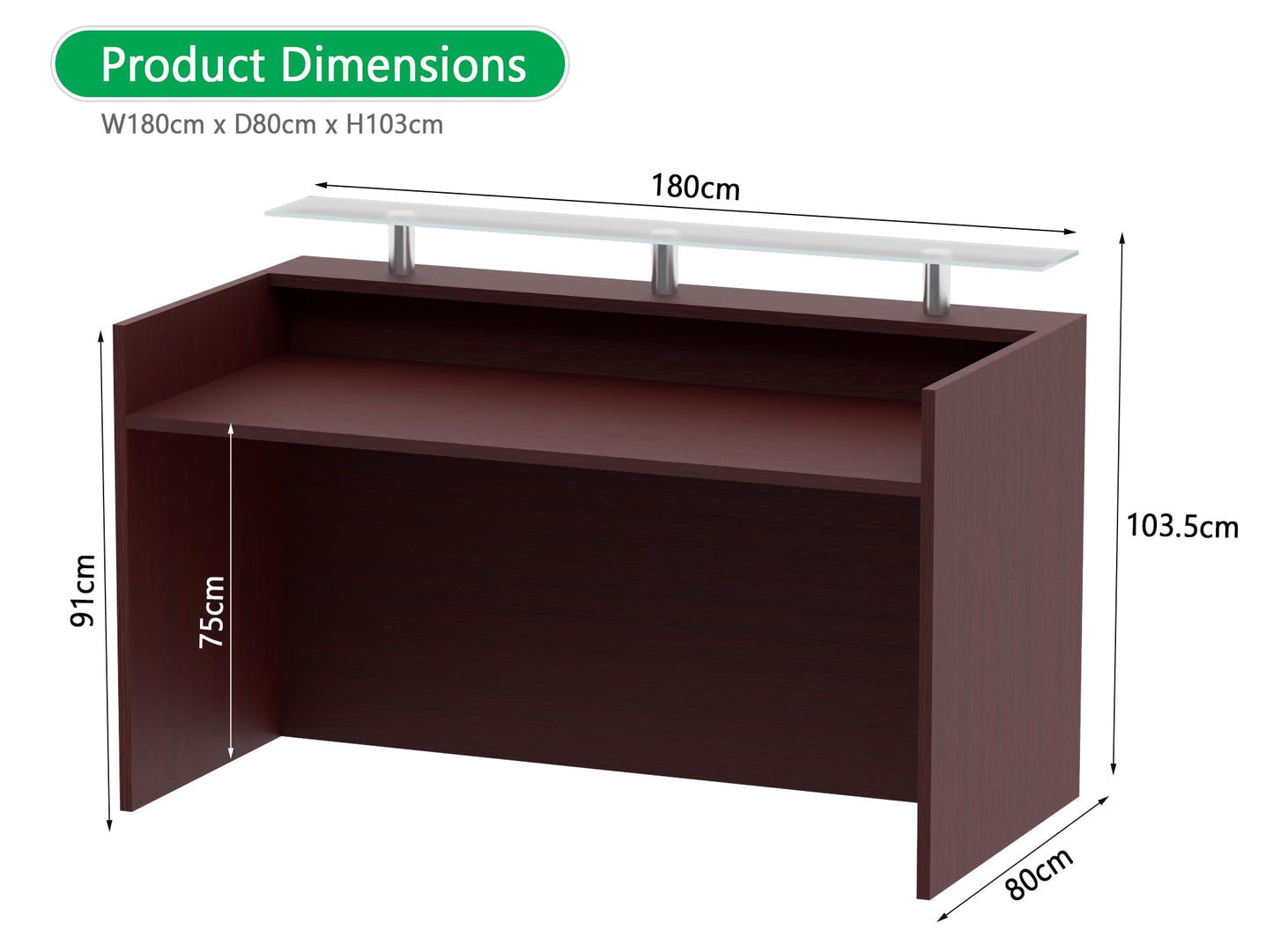 Mahmayi REC-2 Designer Reception Desk For Office Space, Front Office Desk (White-Coco Bolo)