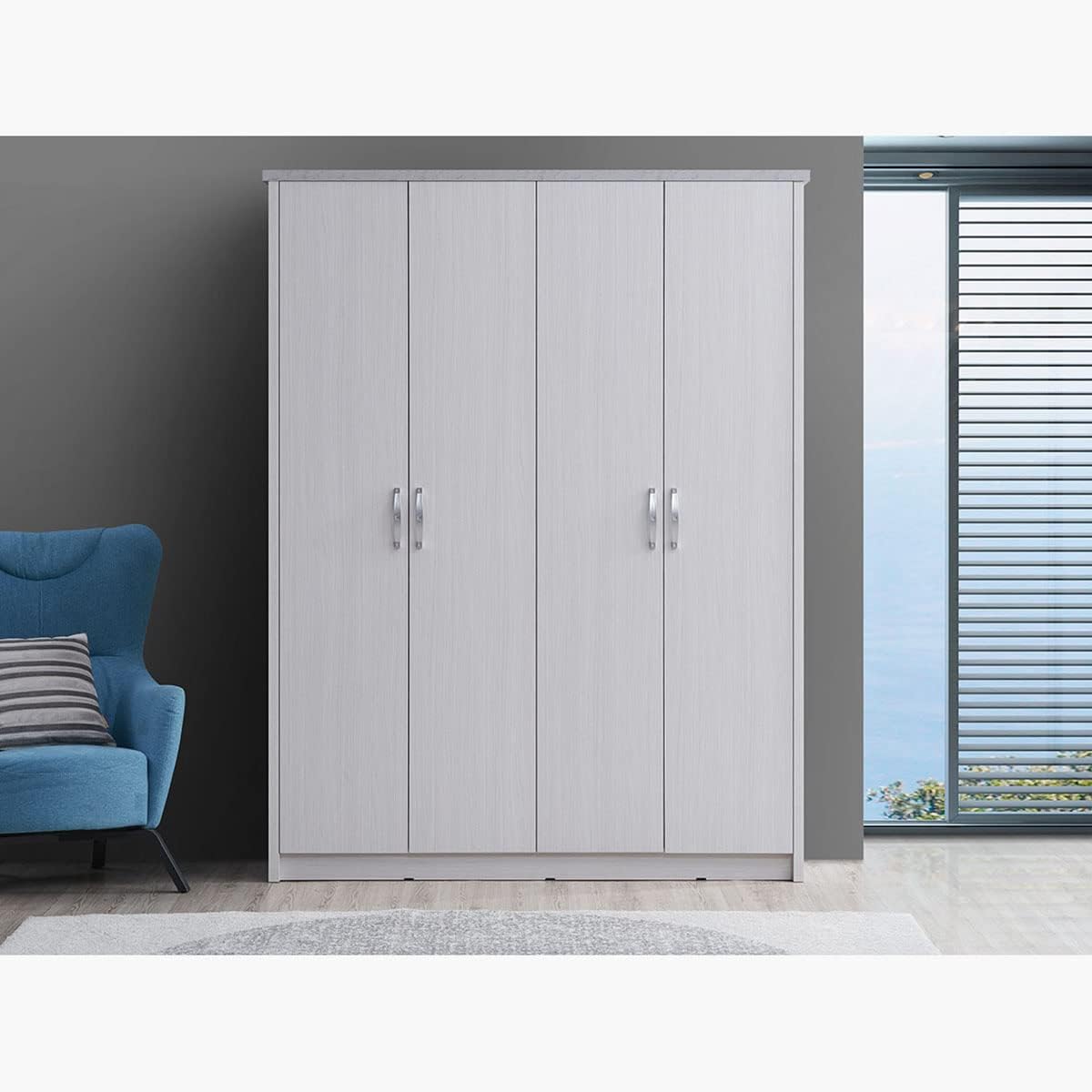 HomeBox Prime 4-Door Wardrobe 55 x 208 x 160 cm Grey