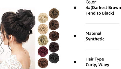 MORICA 1PCS Messy Hair Bun Hair Scrunchies Extension Curly Wavy Messy Synthetic Chignon for Women (12AH613(Light Golden Brown & Lightest Blonde))