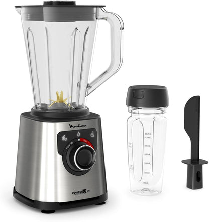 MOULINEX Blender | BlendForce XXL Jar 2.8 L Blender Smoothie Maker | Mixer | 600 W | 2 Attachments | 2.8L XXL Plastic Jar| 6 Powelix Blades | Ice Crush | 2 Speeds | 2 Years Warranty | LM458127