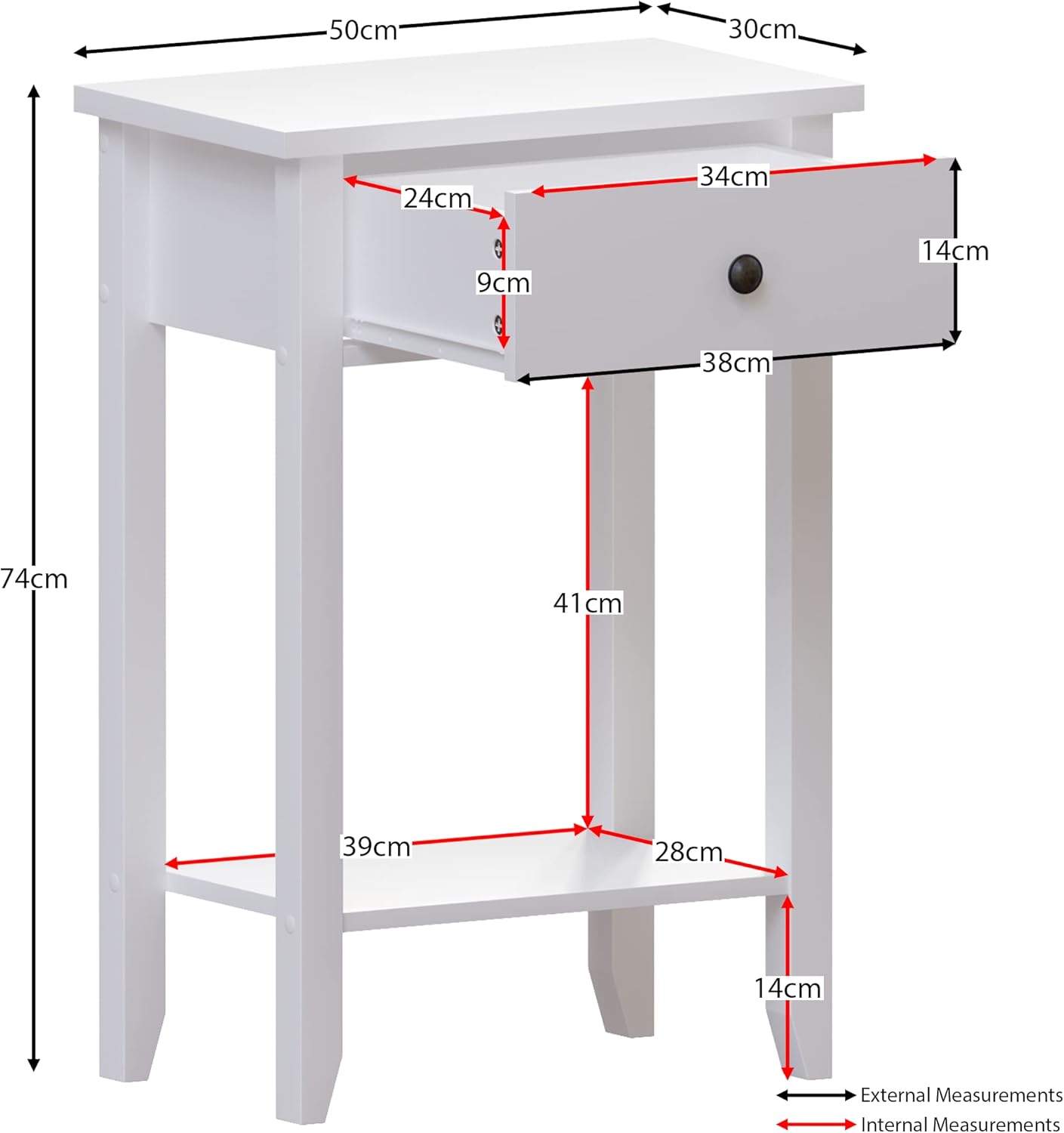 Vida Designs Windsor Console Table With Undershelf, Living Room,Hall Way Furniture (2 Drawer, White)