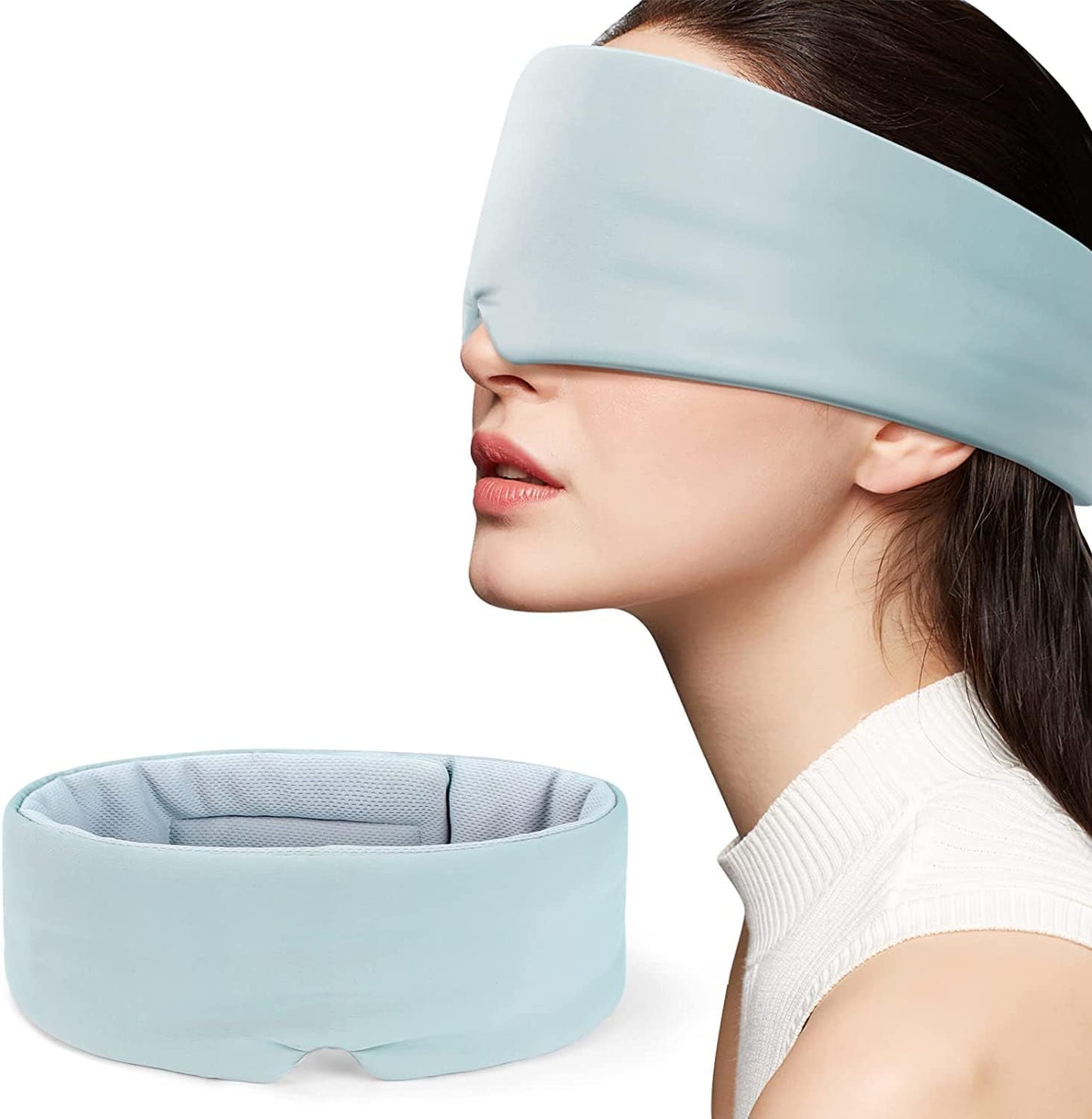 Eye Mask for Sleeping, Sleep Mask Light Blocking for Side Sleepers, Dual-Sided All-Season Sleep Masks for Women Man, Large Eye Covers, with Adjustable Velcro, for Travel,Nap,Yoga