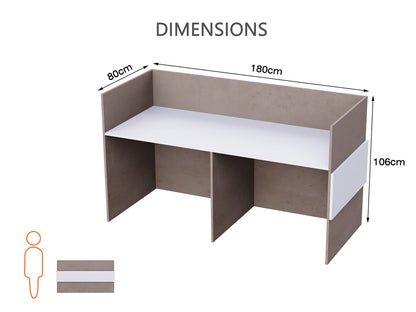 Mahmayi REC-2 Designer Reception Desk For Office Space, Front Office Desk (White-Coco Bolo)