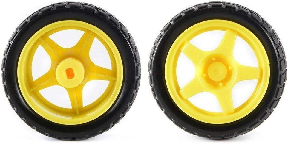 UIOTEC 2 Sets DC Gear Motor and Tire Wheel for DC 3V-6V Arduino Smart Car Robot Projects (Yellow)