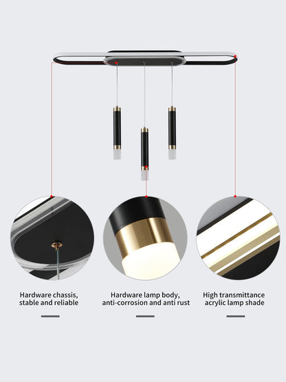 Jaycomey Modern Chandelier Light Fixtures Dimmable LED Pendant Light with Remote Control Acrylic Wave Chandeliers for Dining Rooms Bedroom Kitchen Restaurant 3000K-6000K 24W Black