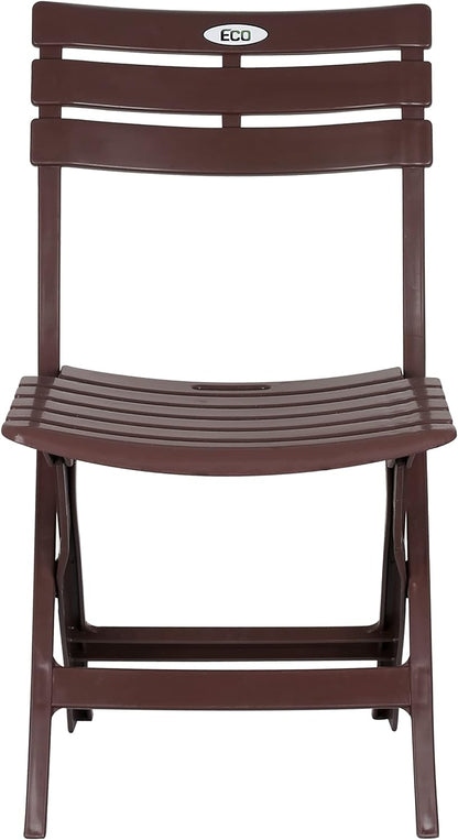 Esqube Folding Chair - Sturdy Plastic chair with Elegant design and Smooth finish - Brown