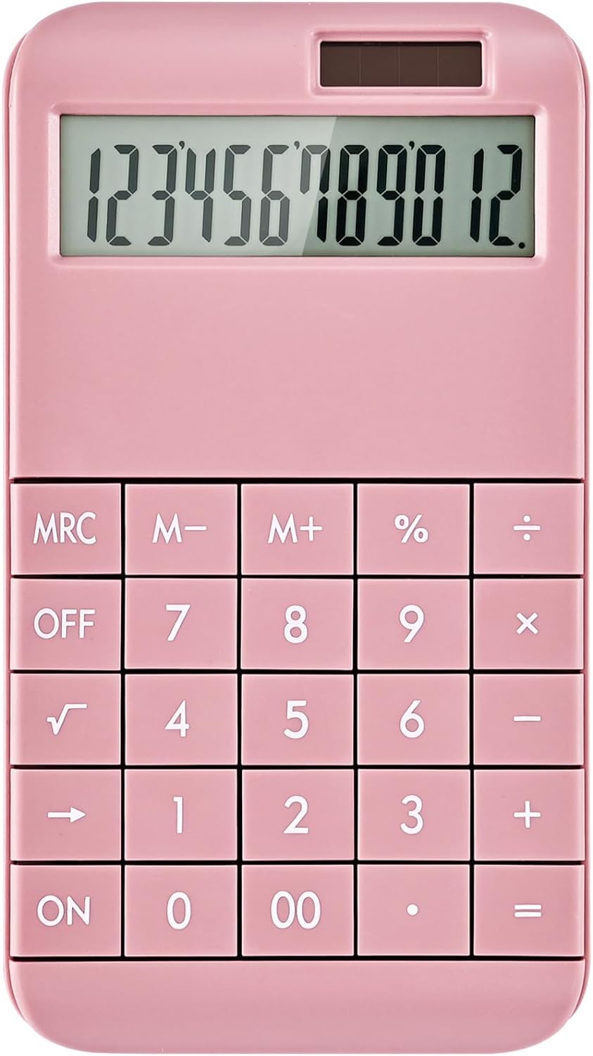 EooCoo Basic Standard Calculator 12 Digit Desktop Calculator with Large LCD Display for Office, School, Home & Business Use, Modern Design - Green