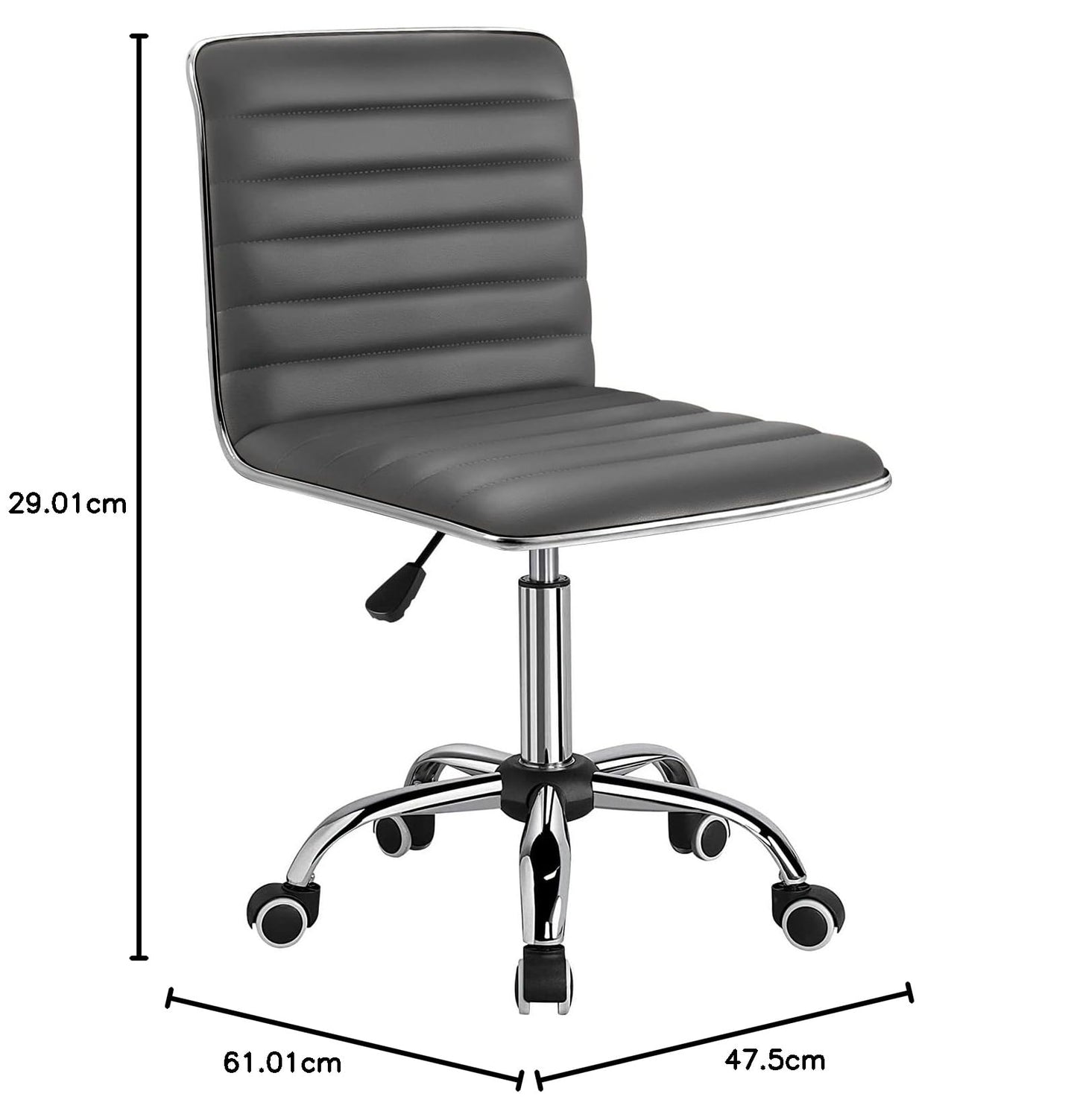 Furmax Mid Back Task Chair,Low Back Leather Swivel Office Chair,Computer Desk Chair Retro with Armless Ribbed (White)