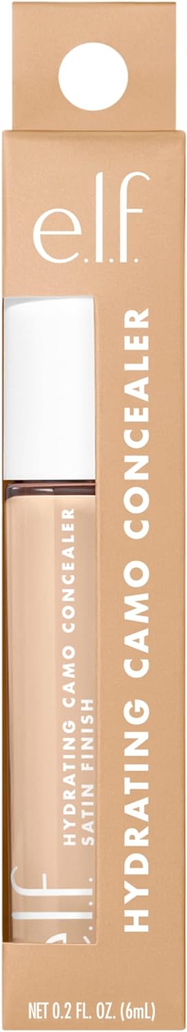 e.l.f, Hydrating Camo Concealer, Lightweight, Full Coverage, Long Lasting, Conceals, Corrects, Covers, Hydrates, Highlights, Medium Peach, Satin Finish, 25 Shades, All-Day Wear, 0.20 Fl Oz