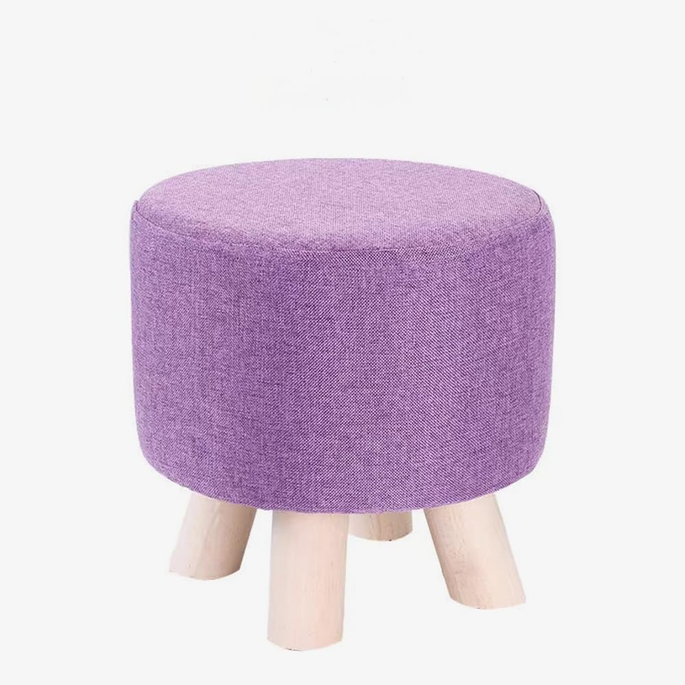 Packingoutlet Upholstered Footstool with Wooden Legs - Small Ottoman for Living Room, Bedroom, or Kids' Room