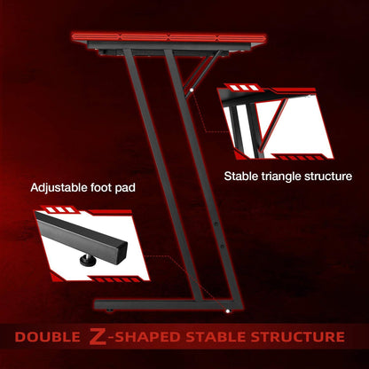 WWI Gaming Desk Computer Desk Office Desk 130cm L Shaped Desk with Carbon Fiber Surface Corner Desk Study Desk with Removable Monitor Stand (white)