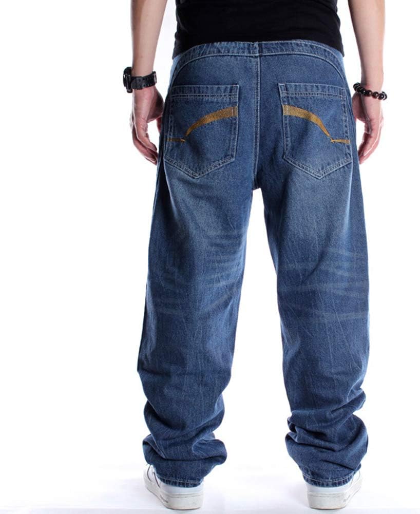 Ruiatoo Men's Classic Baggy Jeans Daily Loose Denim Jeans Hip Hop Dance Jogging Long Casual Pants