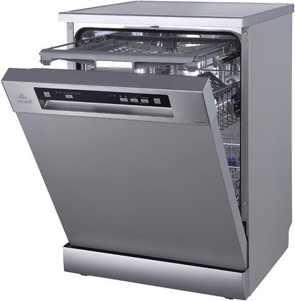 evvoli Dishwasher 12 place setting, 6 programs, 2 Rack Levels, 11 L,High Energy Efficiency, Quiet, Silver EVDW-122S