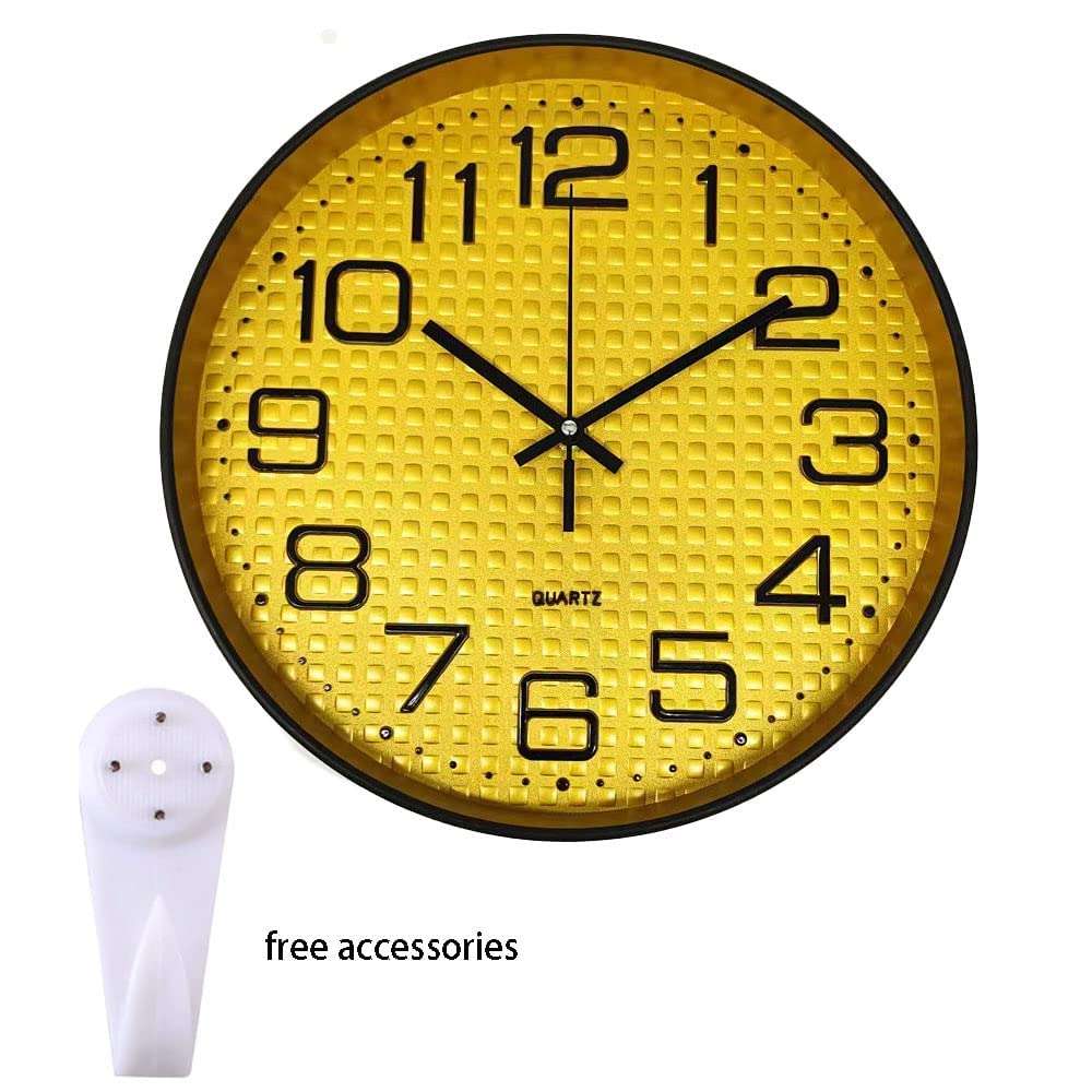 Wall Clock Silent Battery Operated 12Inch Non-Ticking Wall Clocks Ultra-Quiet Movement Quartz Round Clock