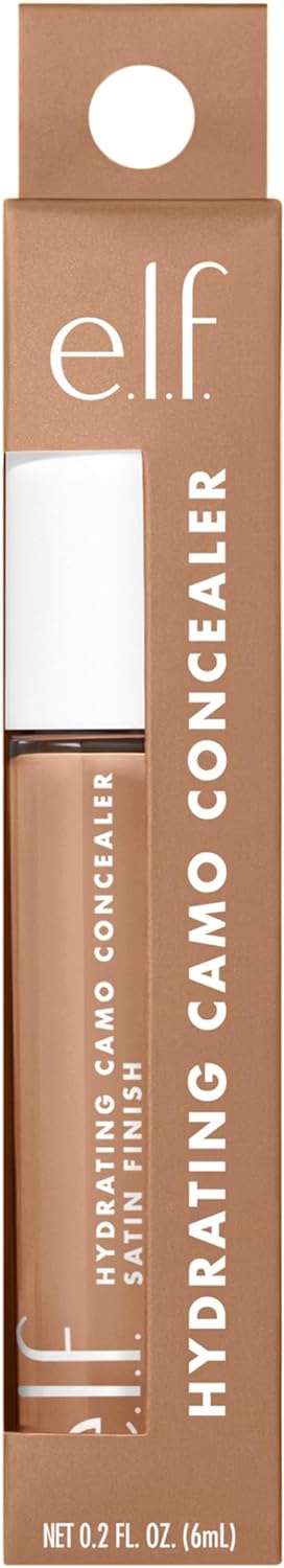 e.l.f, Hydrating Camo Concealer, Lightweight, Full Coverage, Long Lasting, Conceals, Corrects, Covers, Hydrates, Highlights, Medium Peach, Satin Finish, 25 Shades, All-Day Wear, 0.20 Fl Oz