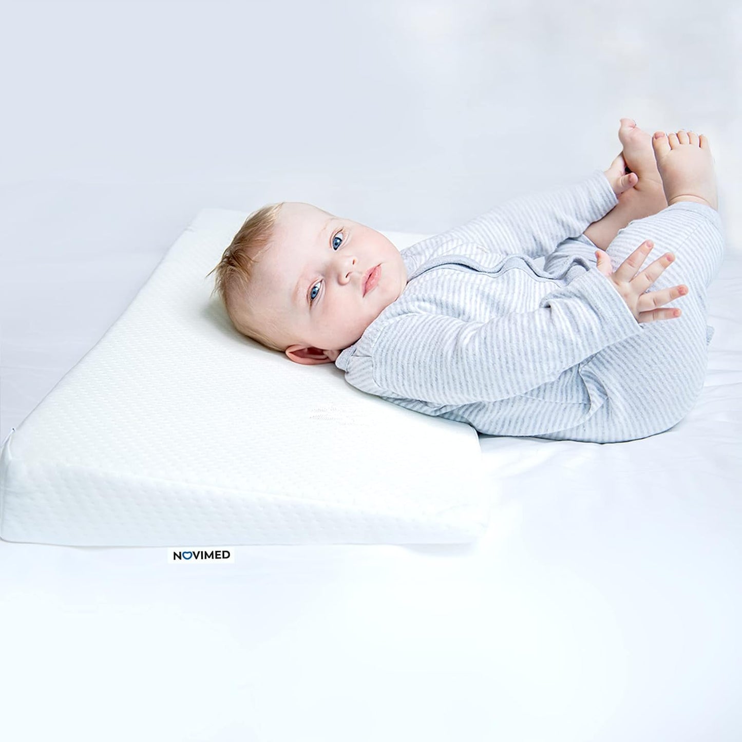 NOVIMED Universal Baby Wedge Pillow for Reflux, GERD, Breathing Difficulty, Regurgitation And Good Sleep, Fits Baby Mattress And Crib With Washable Cover (Width 68cm)