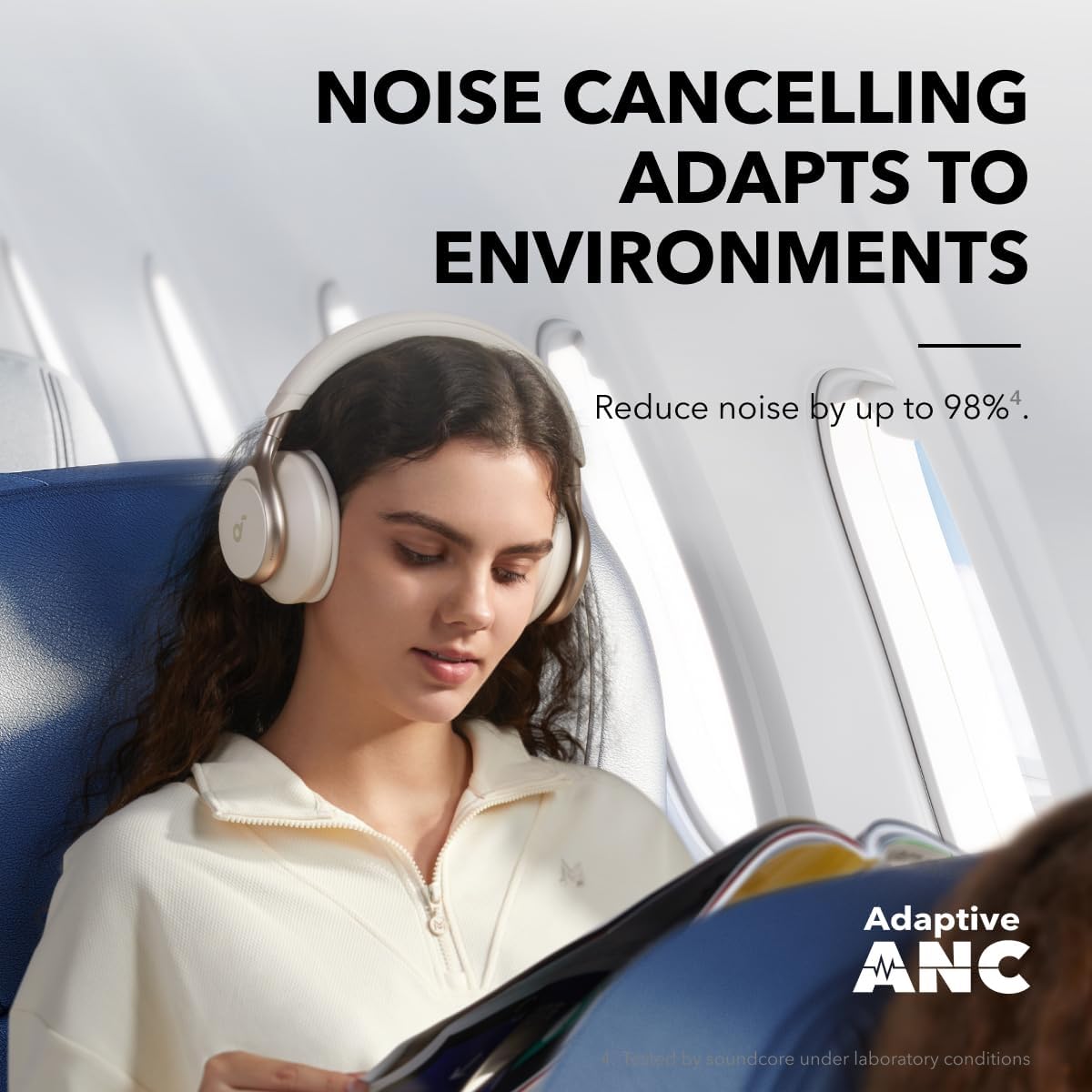 soundcore by Anker, Space One - Adaptive Active Noise Cancelling Headphones, Enhanced Human Voice Reduction, 40H ANC Playtime, LDAC Hi-Res Wireless Audio, Comfortable Fit, Bluetooth 5.3, App Control