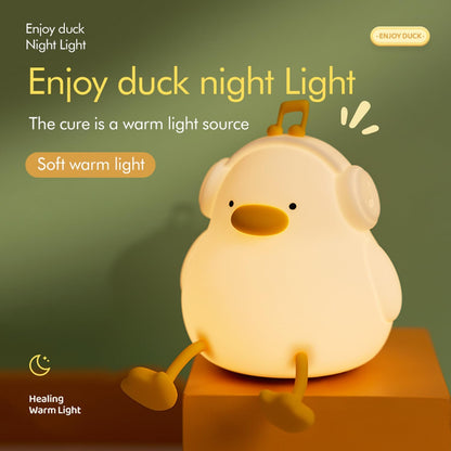 TERRIFI LED Happy Duck Night Light for Kids, 3 Level Dimmable Nursery Nightlight, Kawaii Silicone Squishy Light Up Duck Nursery Lamp, Bedside Touch Lamp Creative Gifts for Boys Girls Room Decor