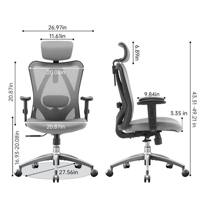 SIHOO M18 Ergonomic Office Chair, Computer High Back Desk Chair with 2D Armrest, Adjustable Headrest, Lumbar Support and Comfortable Thick Cushion.(Black)