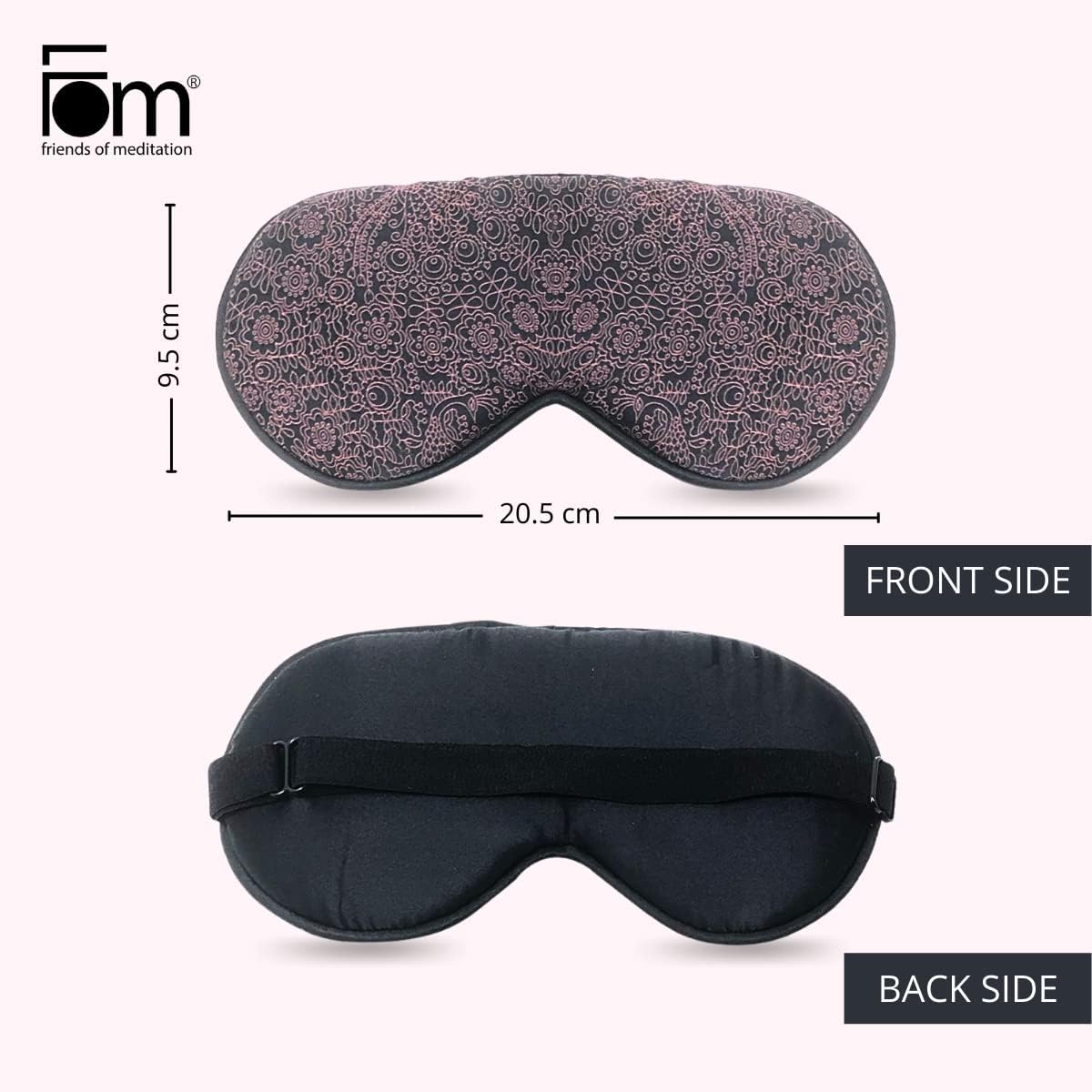 FOM (Friends of Meditation) 100% Mulberry Silk Eye Mask, Super Smooth Sleep Mask And Blind Fold (Black)