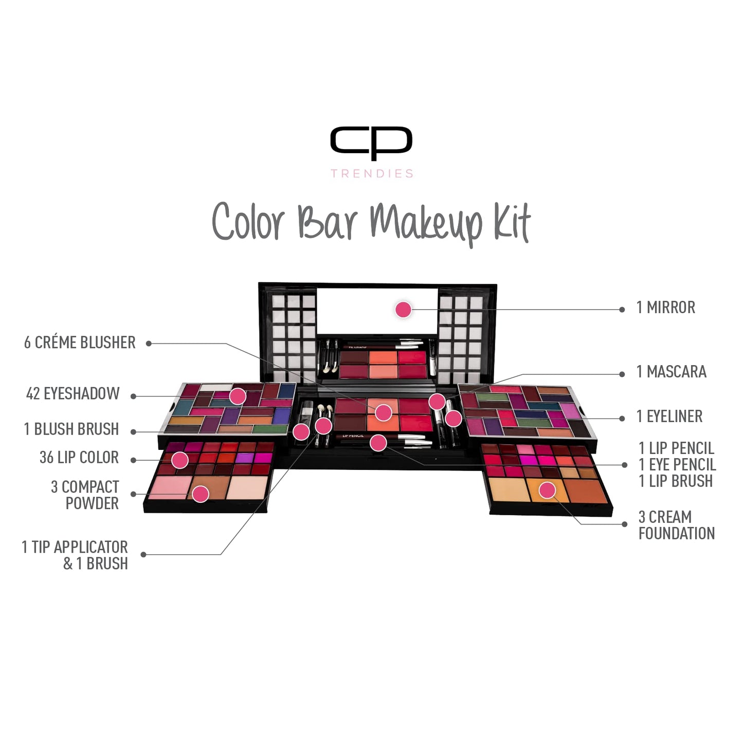 CP TRENDIES Makeup Kit 92 – STUNNING BEAUTY - Ultimate Color - Gift Set for Women/Girls | All-in-one Makeup Kit