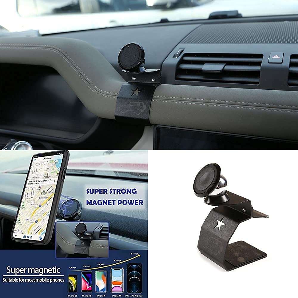 CHEYA Alumium Alloy/ABS Car Interior Center Console Dashboard Main Co-Pilot Air Vent Mobile Phone Holder for Land Rover Defender 110 2020 2021 2022 Car Accessories (Style 3)