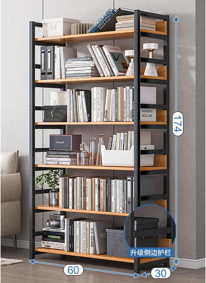 LEDIN Rustic Ladder Bookshelf, 4 Tier Industrial Ladder Shelf Bookcase, Standing Leaning Book Shelves for Living Room (6 Tier)