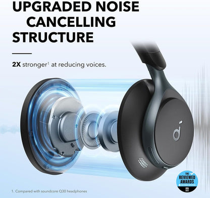 soundcore by Anker, Space One - Adaptive Active Noise Cancelling Headphones, Enhanced Human Voice Reduction, 40H ANC Playtime, LDAC Hi-Res Wireless Audio, Comfortable Fit, Bluetooth 5.3, App Control