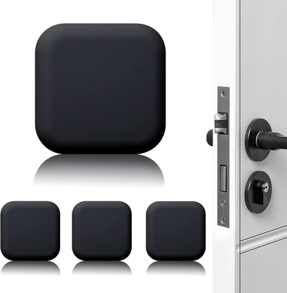 Door Stoppers Wall Protector, Door Handle Silicone Crash Pad, 4 Pieces Self-Adhesive Door Rear Buffers Quiet Anti-Bump Pads Furniture Accessories for Home Office (Black)