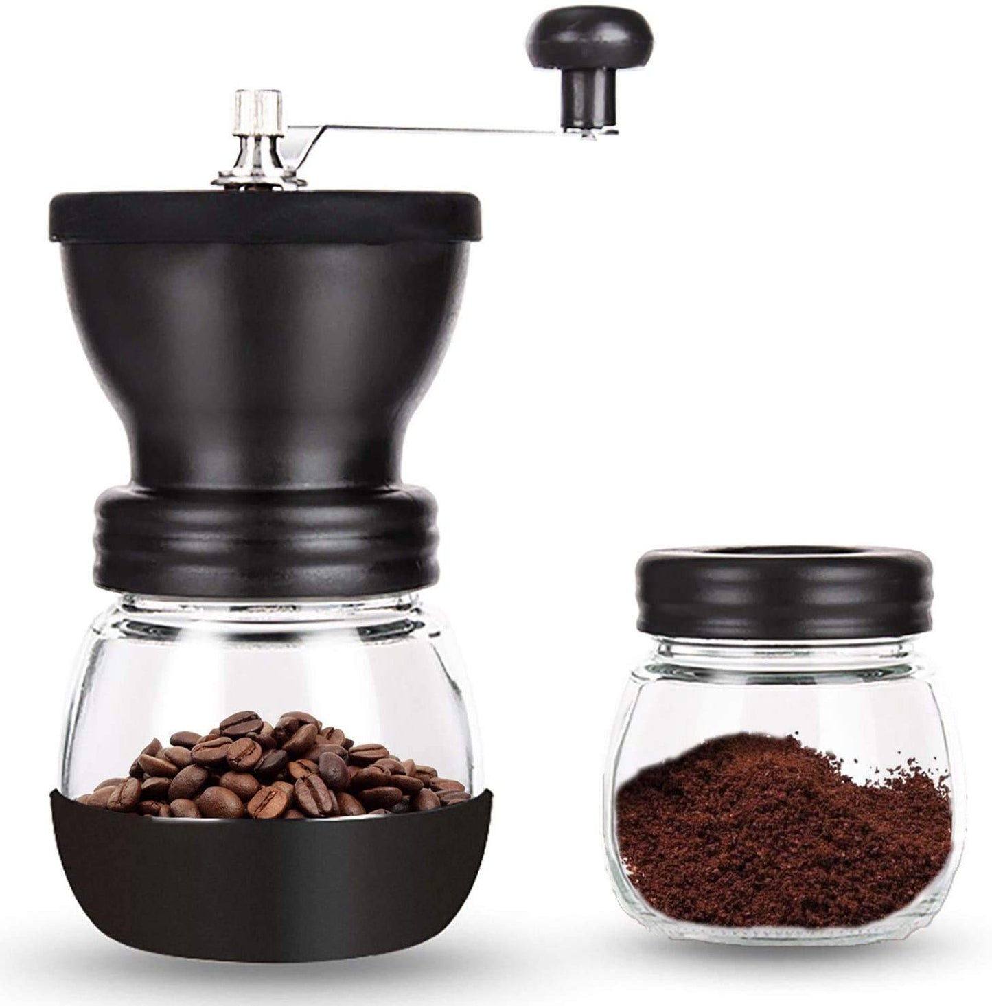 U-HOOME Manual Coffee Grinders Portable Burr Coffee Grinder With Ceramic Burrs Hand Mill Glass Jars for eropress, Drip Coffee, Espress