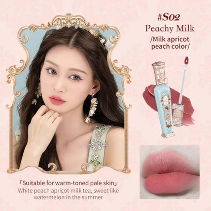 Flower Knows Strawberry Rococo Series Cloud Lip Cream Lipsticks Women Beauty Cosmetic Lip Makeup Easy to Wear Natural Lipstick (02 Peachy Milk)